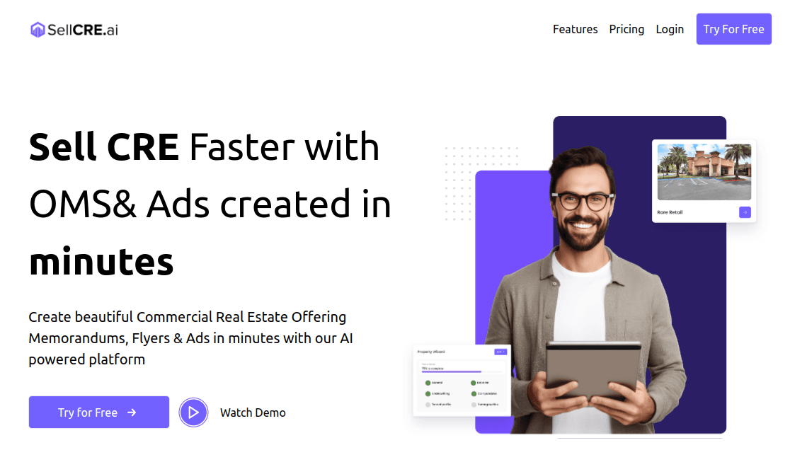 SellCRE.ai Landing Page Project Image